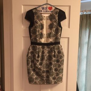 Tibi black and white silk print dress